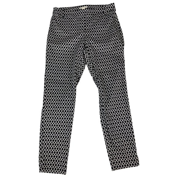 H&M Women's Pants Diamond Pattern 8 Black White Cotton Elastane Stretchy - Picture 1 of 9